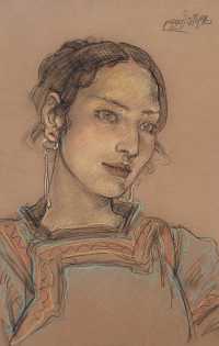 庞茂琨 1998年作 《彝族少女肖像》